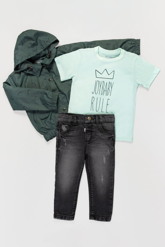 CONJUNTO 3 PRENDAS NIÑO CHAQUETA VERDE