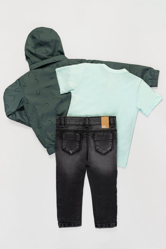 CONJUNTO 3 PRENDAS NIÑO CHAQUETA VERDE