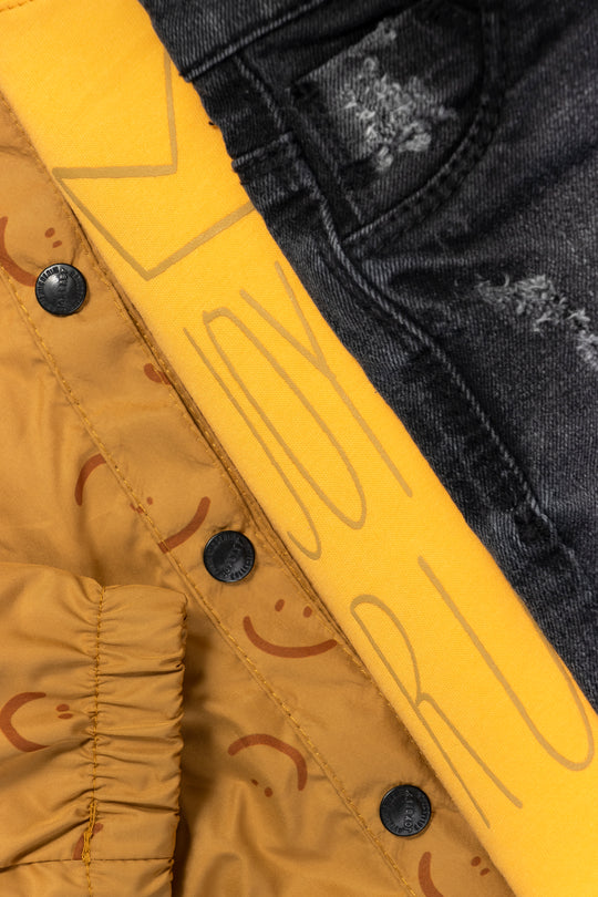 CONJUNTO 3 PRENDAS NIÑO CHAQUETA MOSTAZA