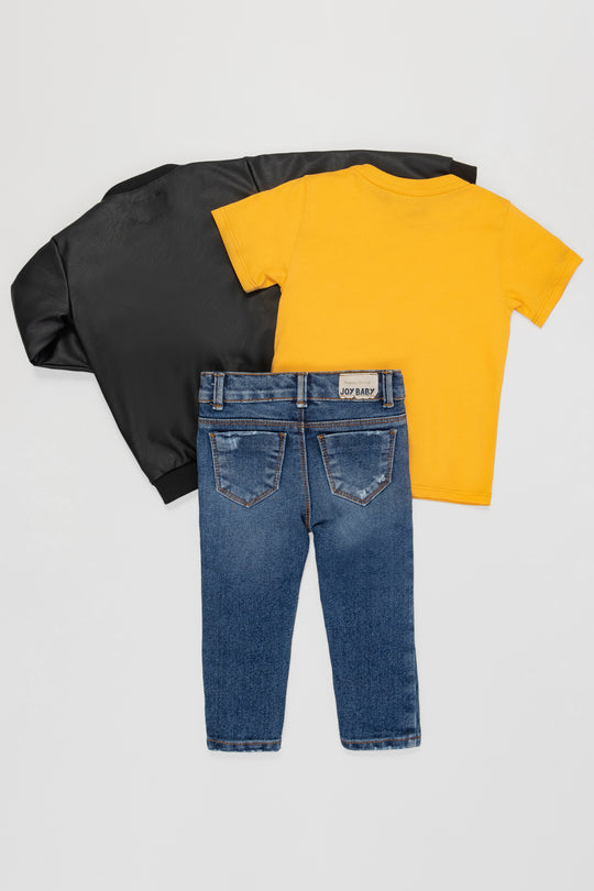 CONJUNTO 3 PRENDAS NIÑO ONLY AMARILLO