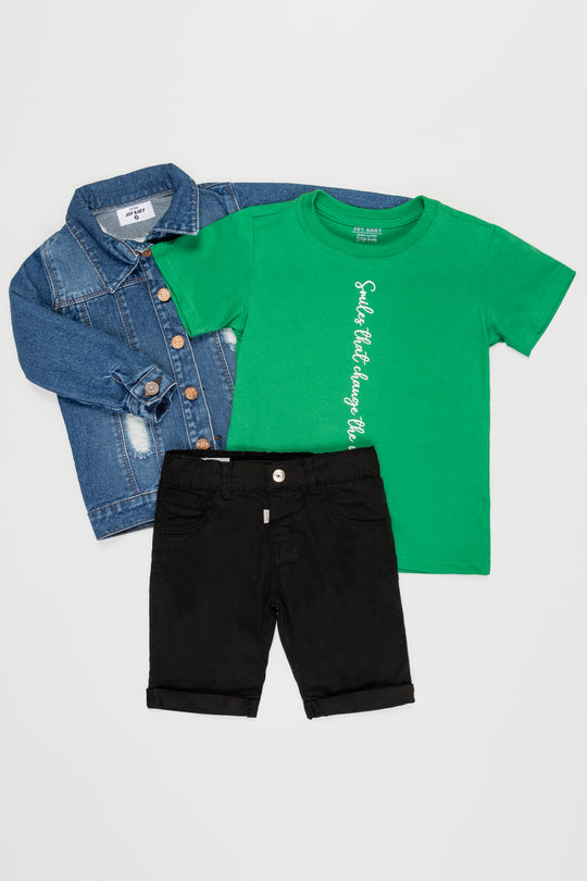 CONJUNTO 3 PRENDAS NIÑO VERDE