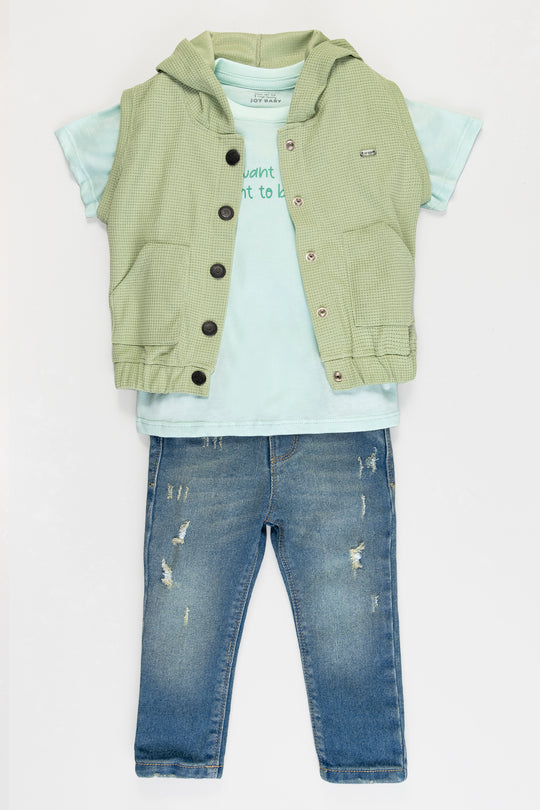 CONJUNTO 3 PRENDAS NIÑO VERDE