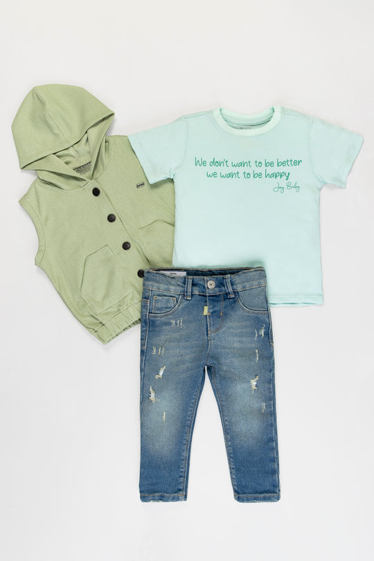 CONJUNTO 3 PRENDAS NIÑO VERDE
