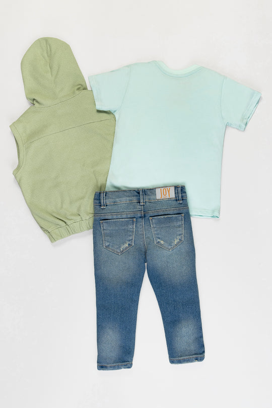 CONJUNTO 3 PRENDAS NIÑO VERDE