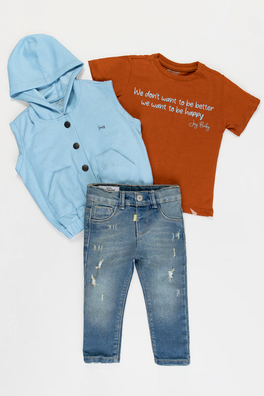 CONJUNTO 3 PRENDAS NIÑO AZUL