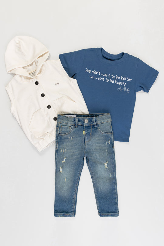 CONJUNTO 3 PRENDAS NIÑO BLANCO