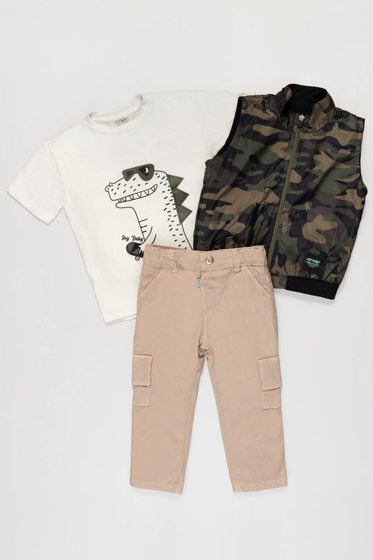 CONJUNTO 3 PRENDAS MILITAR VERDE