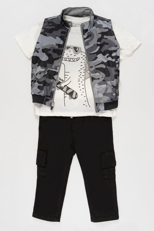CONJUNTO 3 PRENDAS MILITAR GRIS