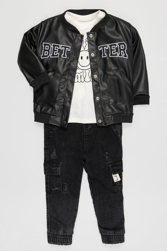 CONJUNTO 3 PRENDAS NIÑO BETTER NEGRO