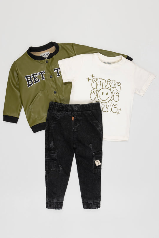 CONJUNTO 3 PRENDAS NIÑO BETTER VERDE
