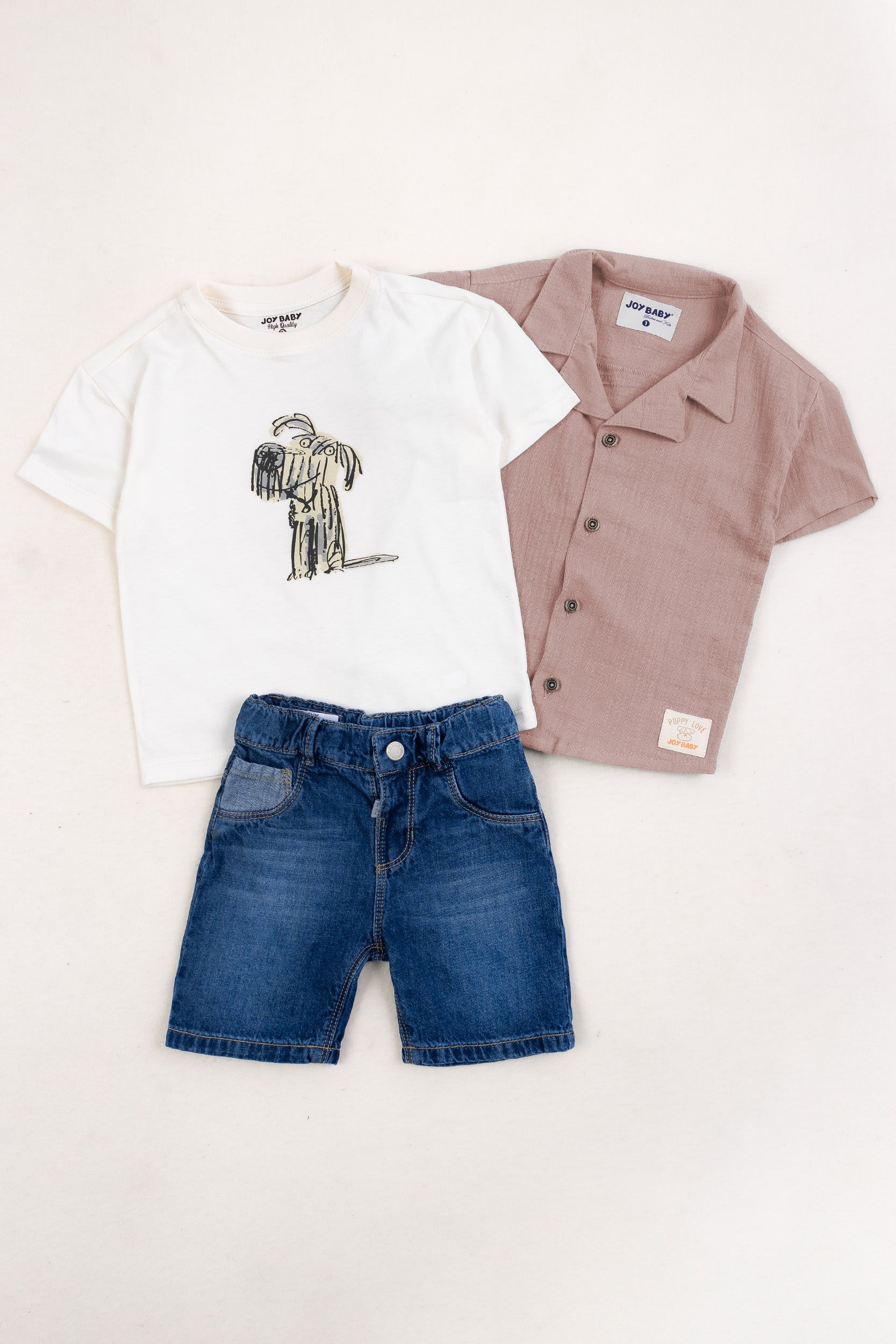 CONJUNTO 3 PRENDAS NIÑO SALMON