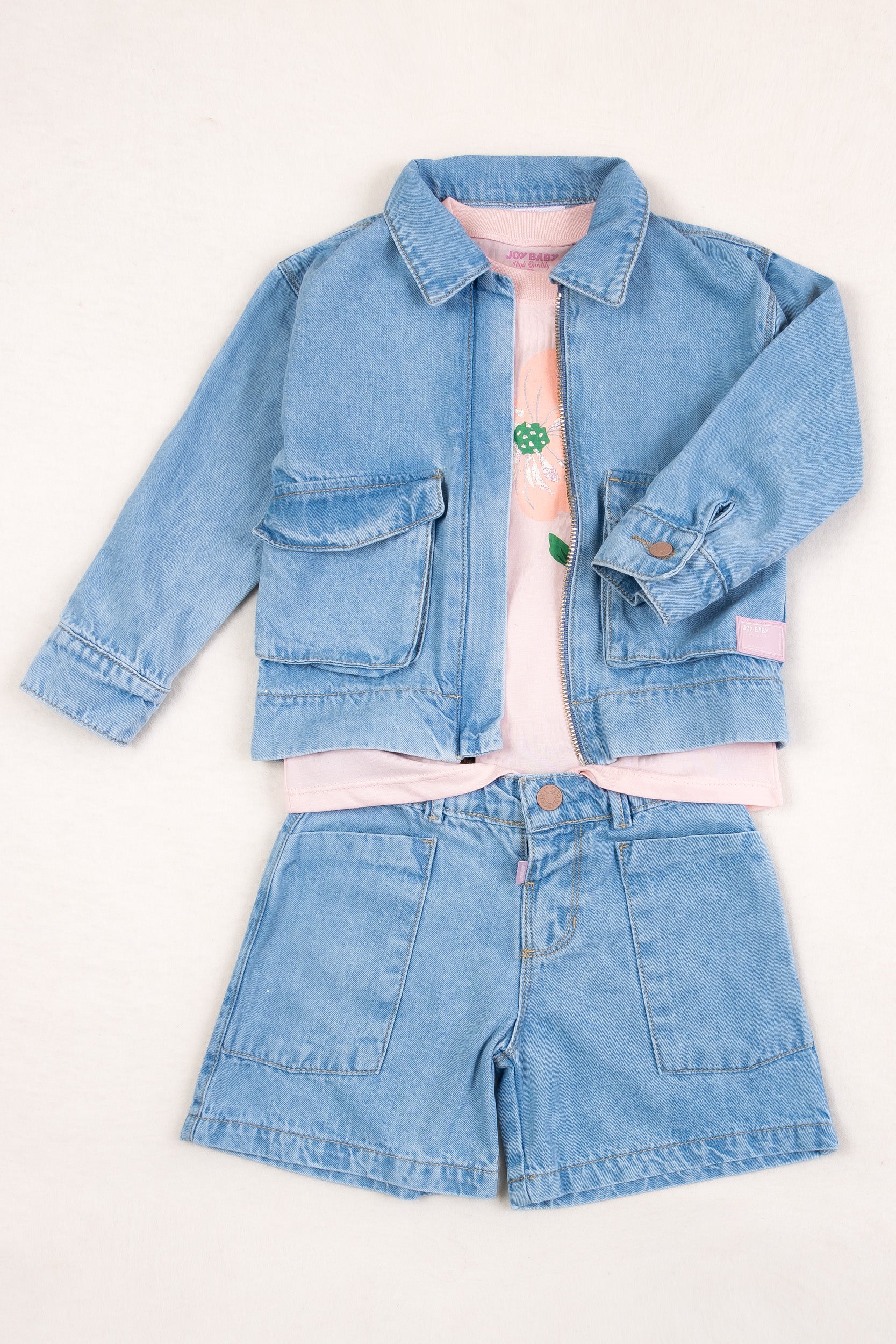 CONJUNTO 3 PRENDAS NIÑA ROSADO