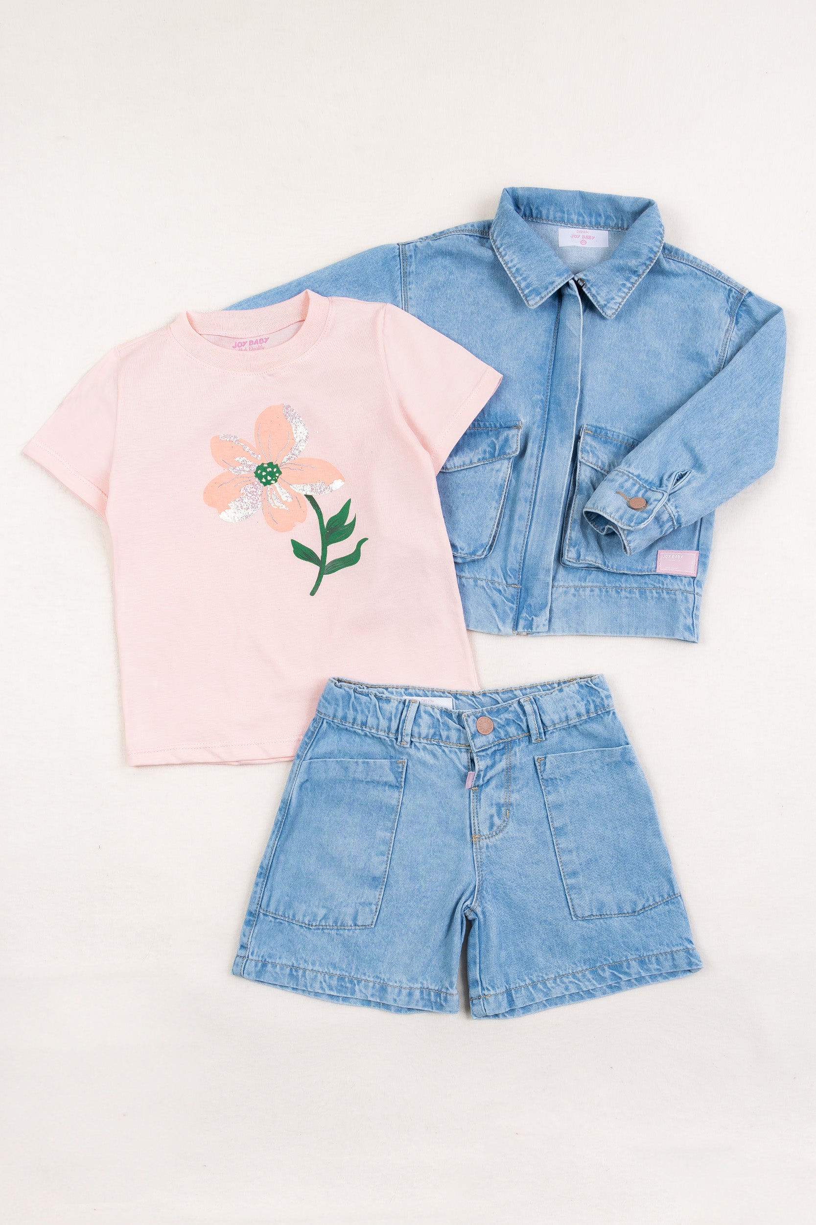CONJUNTO 3 PRENDAS NIÑA ROSADO