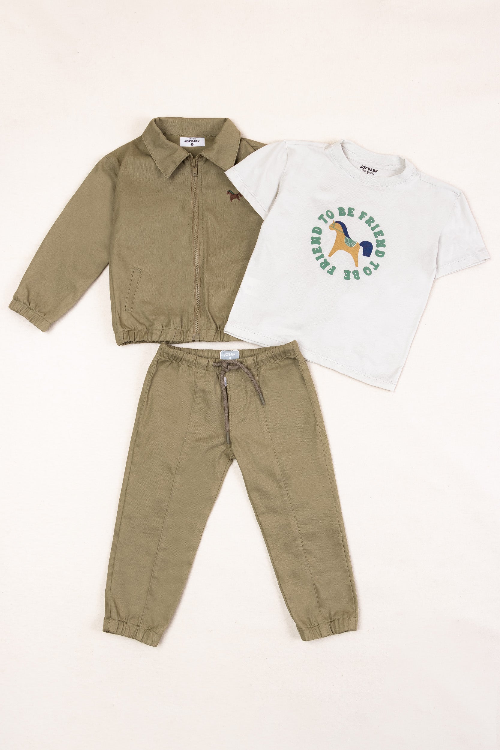 CONJUNTO 3 PRENDAS NIÑO TO BE FRIEND VERDE