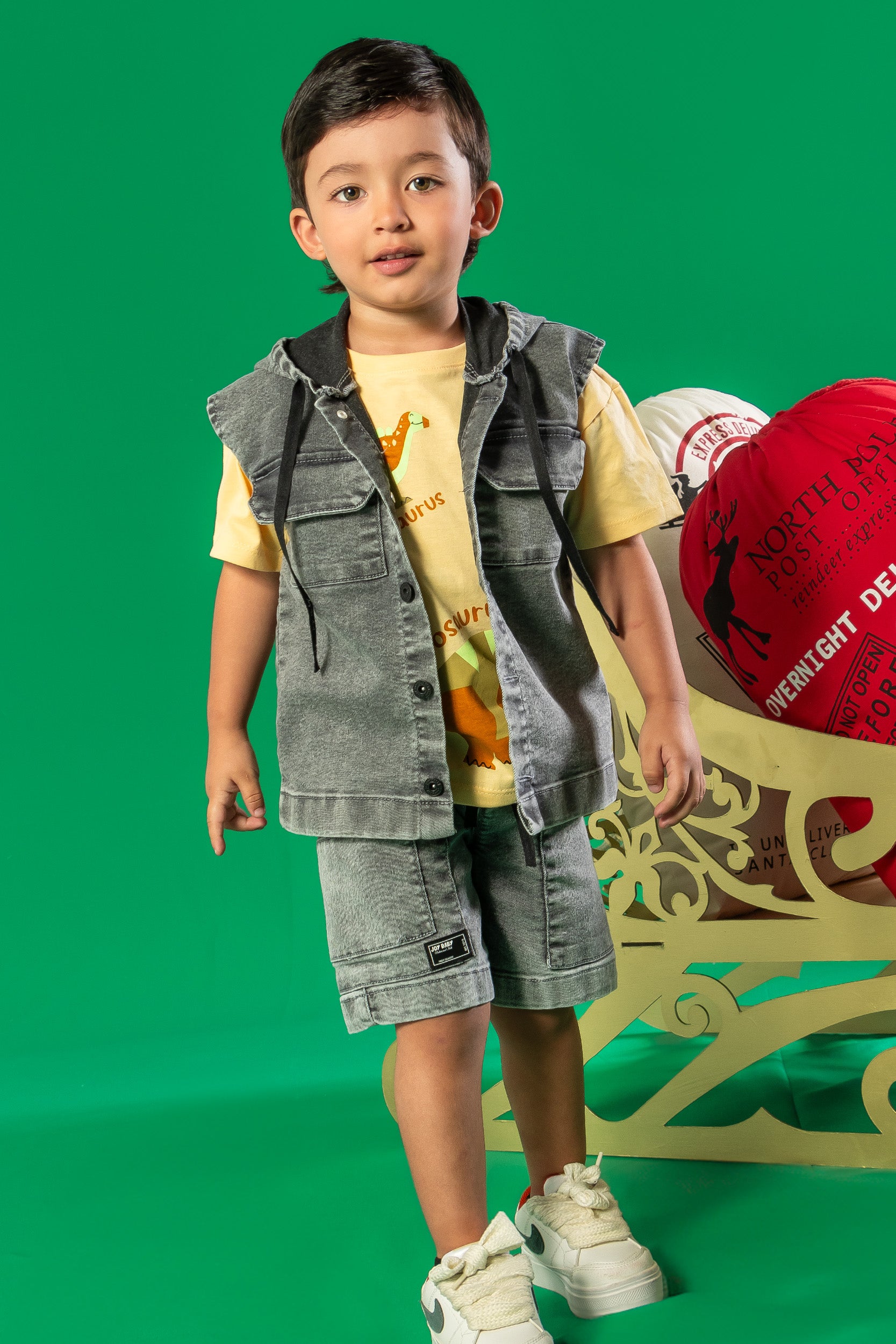 CONJUNTO 3 PRENDAS DINO NIÑO AMARILLO
