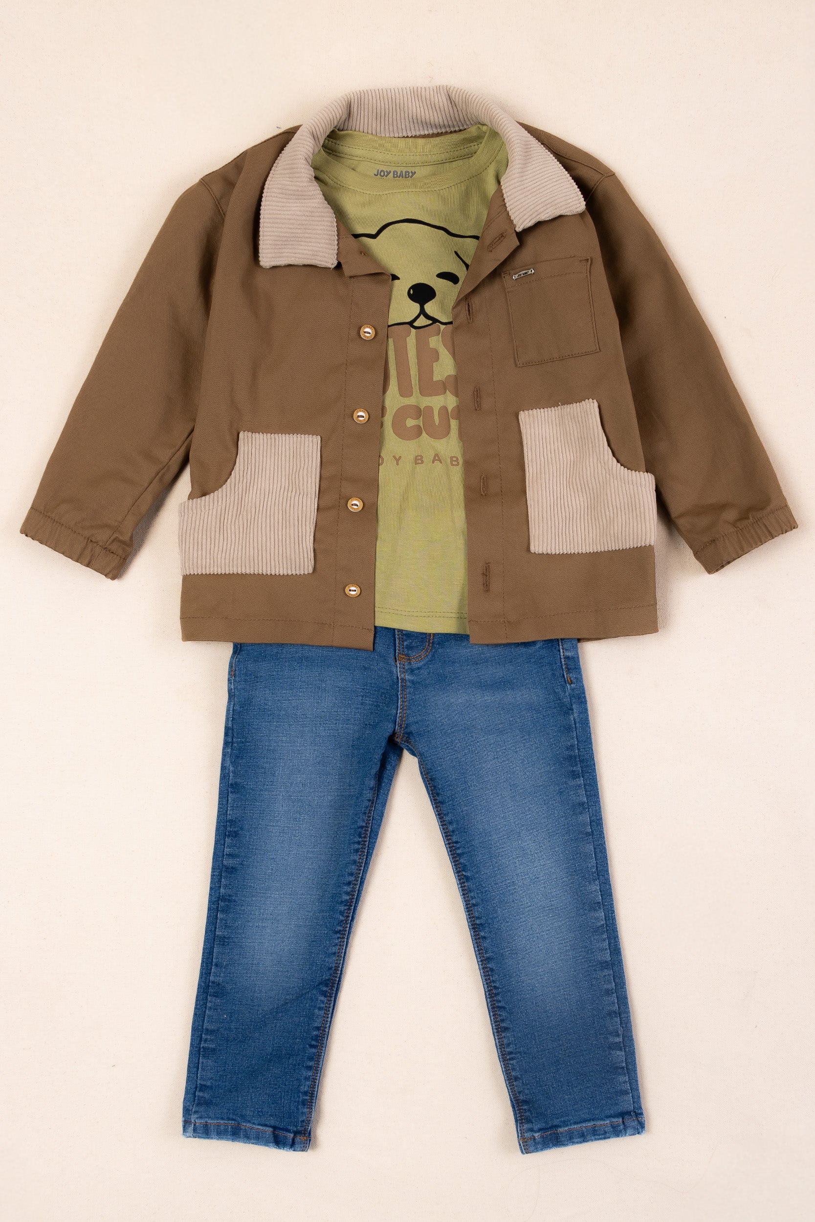 CONJUNTO 3 PRENDAS NIÑO CAFE