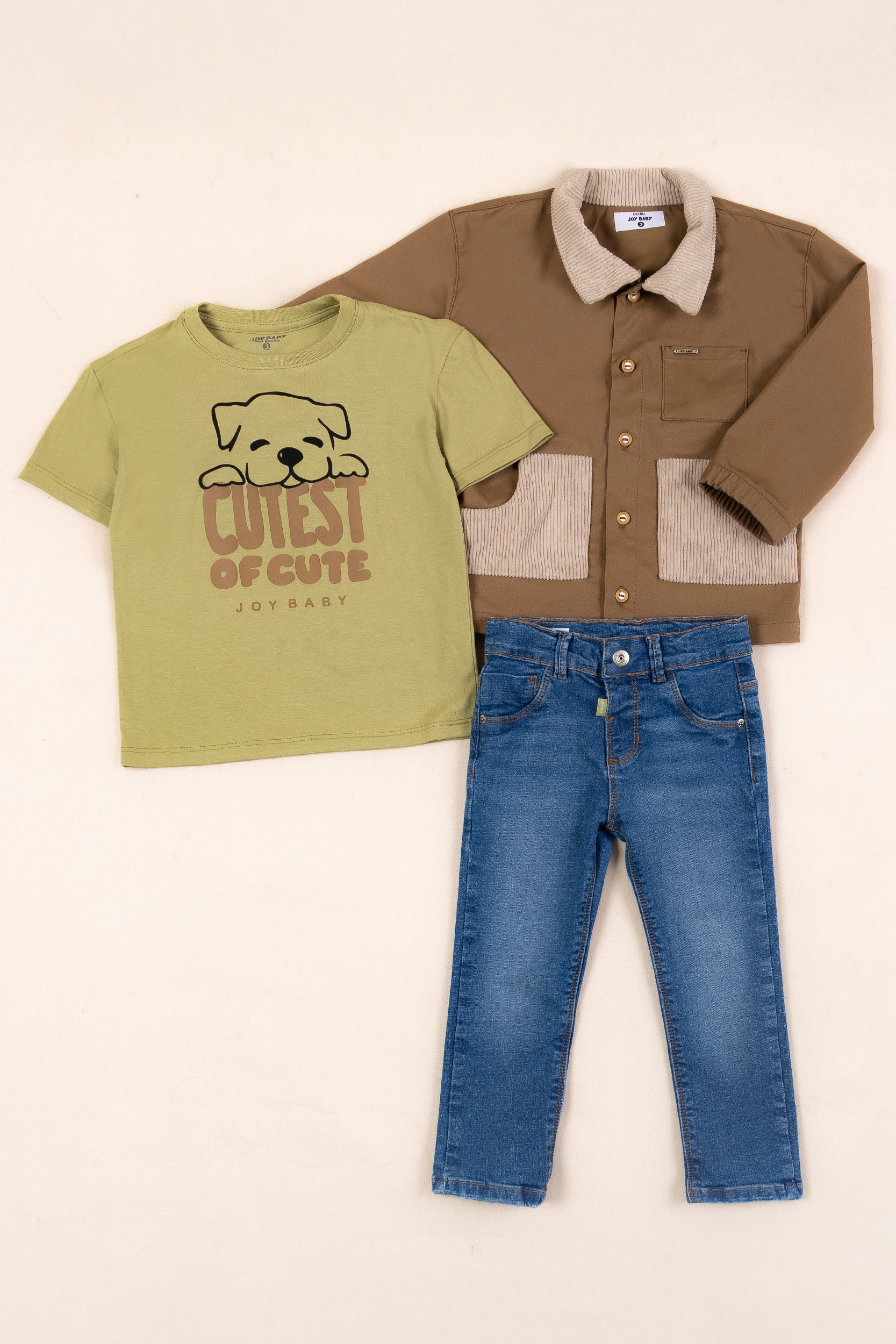 CONJUNTO 3 PRENDAS NIÑO CAFE
