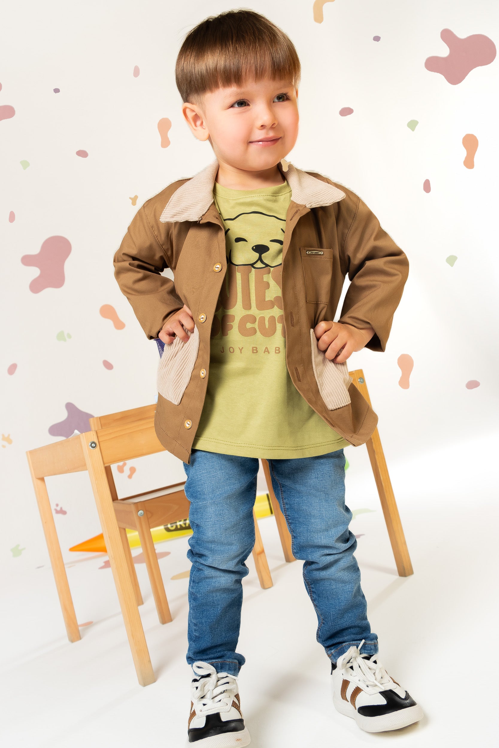 CONJUNTO 3 PRENDAS NIÑO CAFE