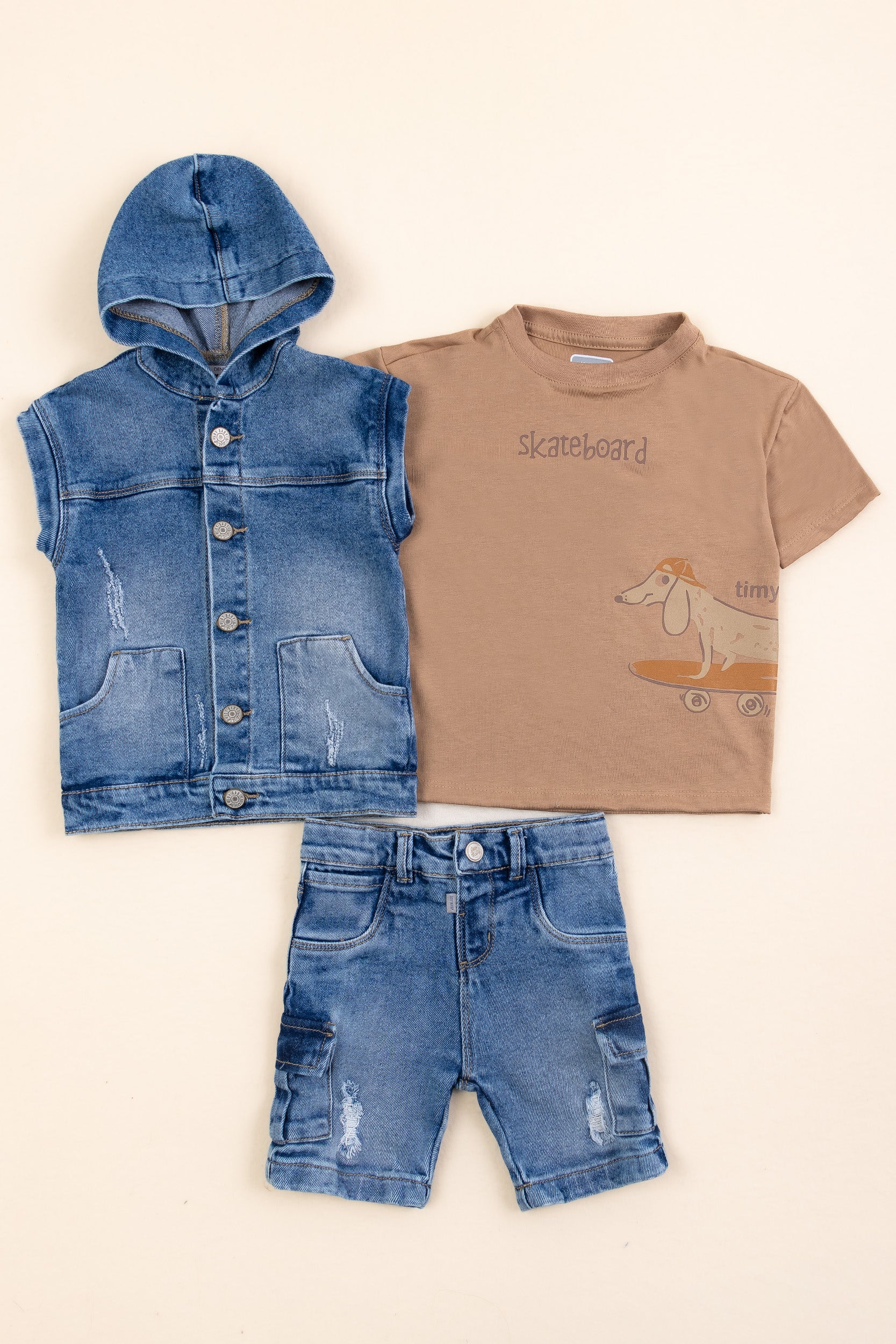 CONJUNTO 3 PRENDAS NIÑO TIMY CAFE