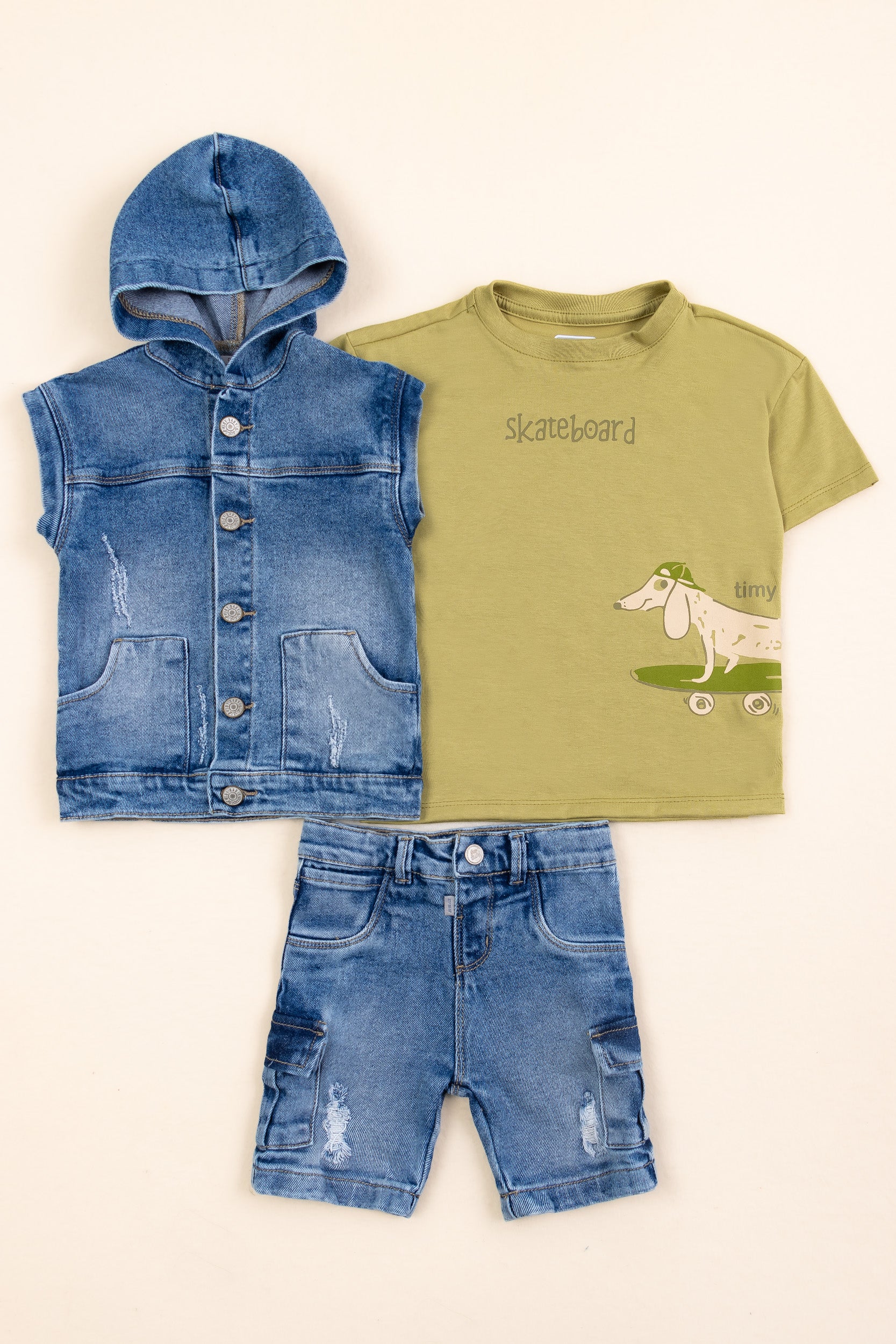 CONJUNTO 3 PRENDAS NIÑO TIMY VERDE