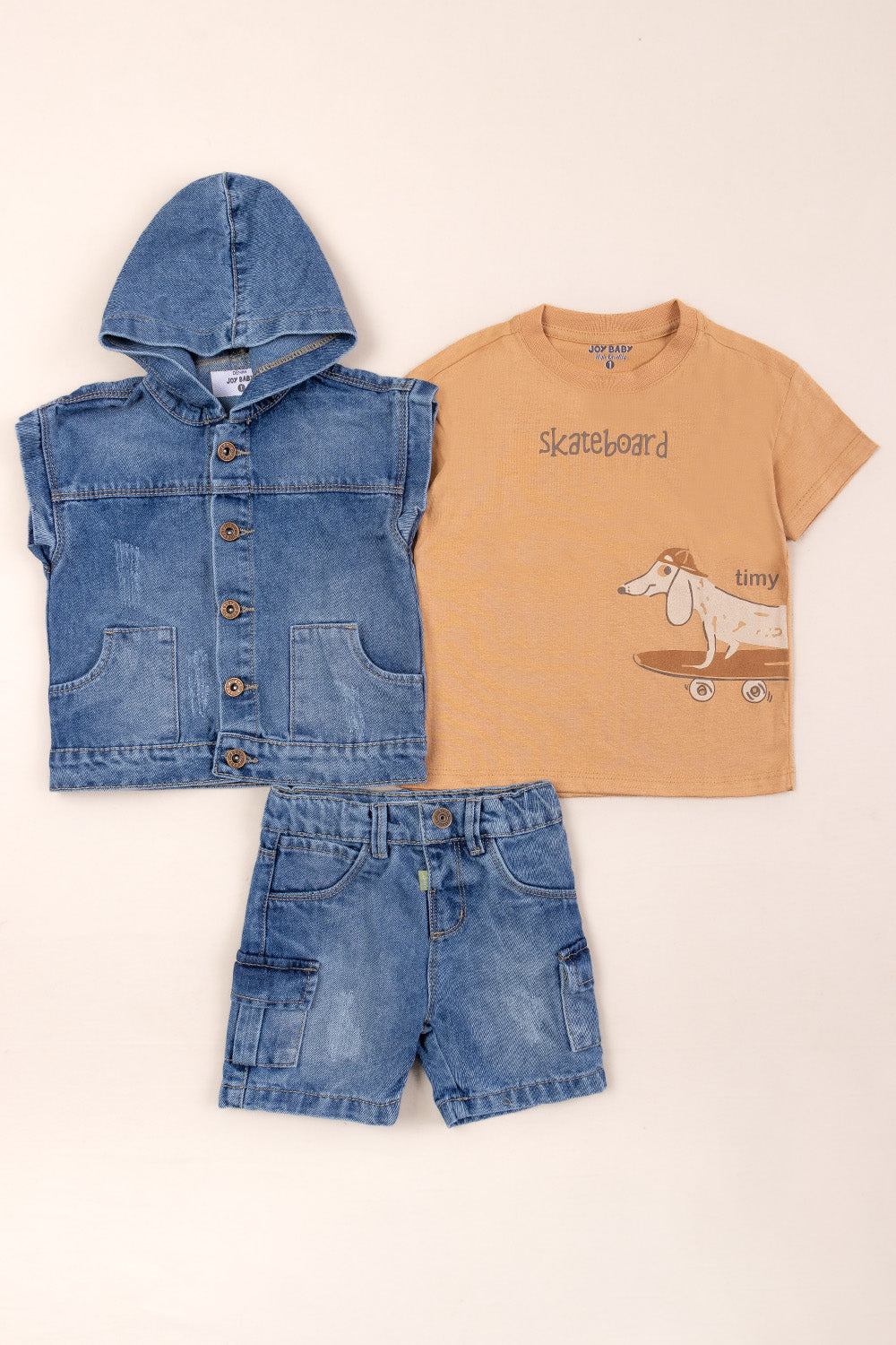 CONJUNTO 3 PRENDAS NIÑO TIMY NARANJADO