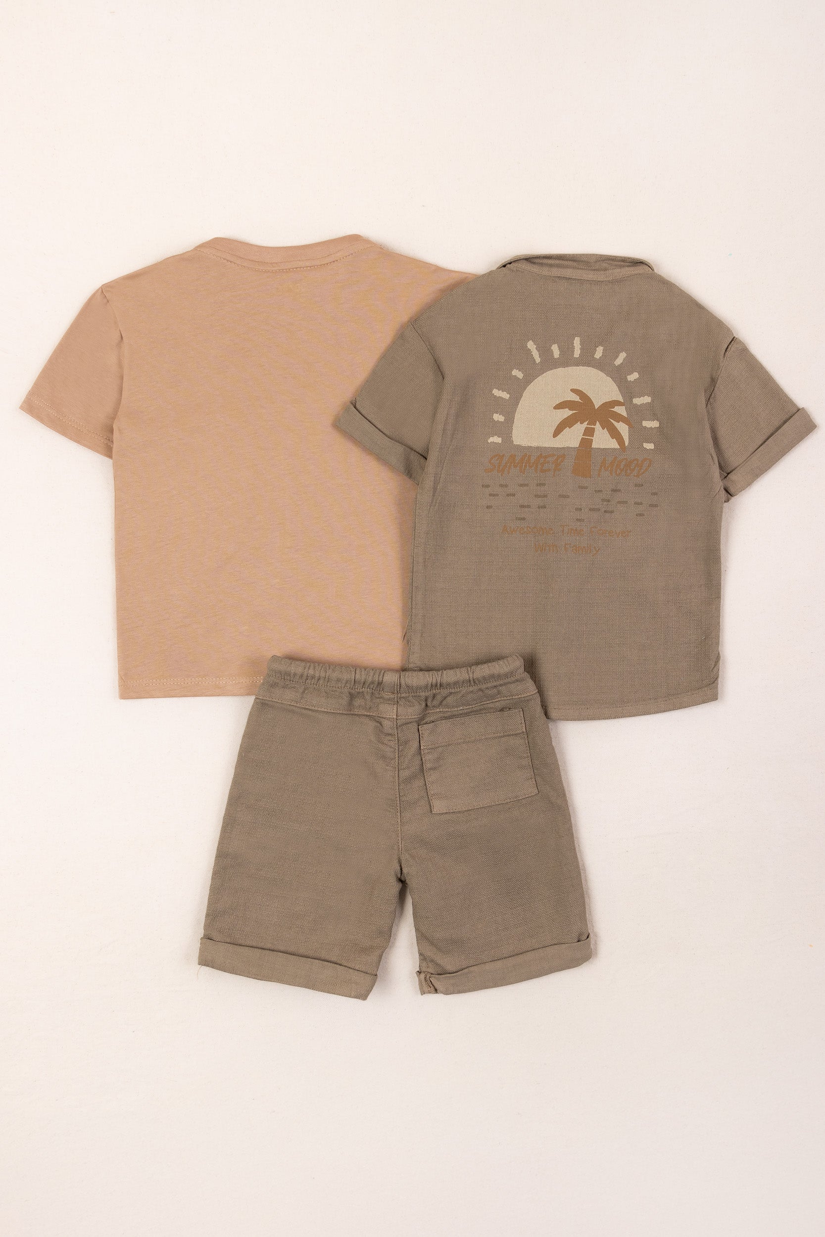 CONJUNTO 3 PRENDAS NIÑO SUMMER MOOD CAFÉ