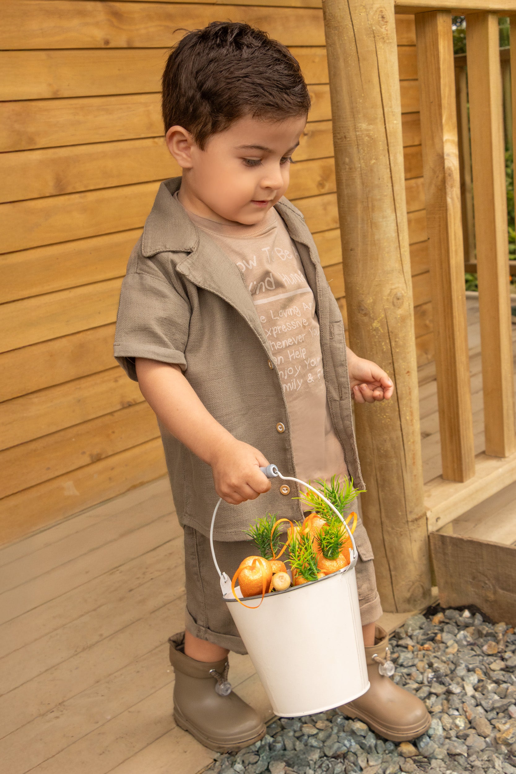 CONJUNTO 3 PRENDAS NIÑO SUMMER MOOD CAFÉ