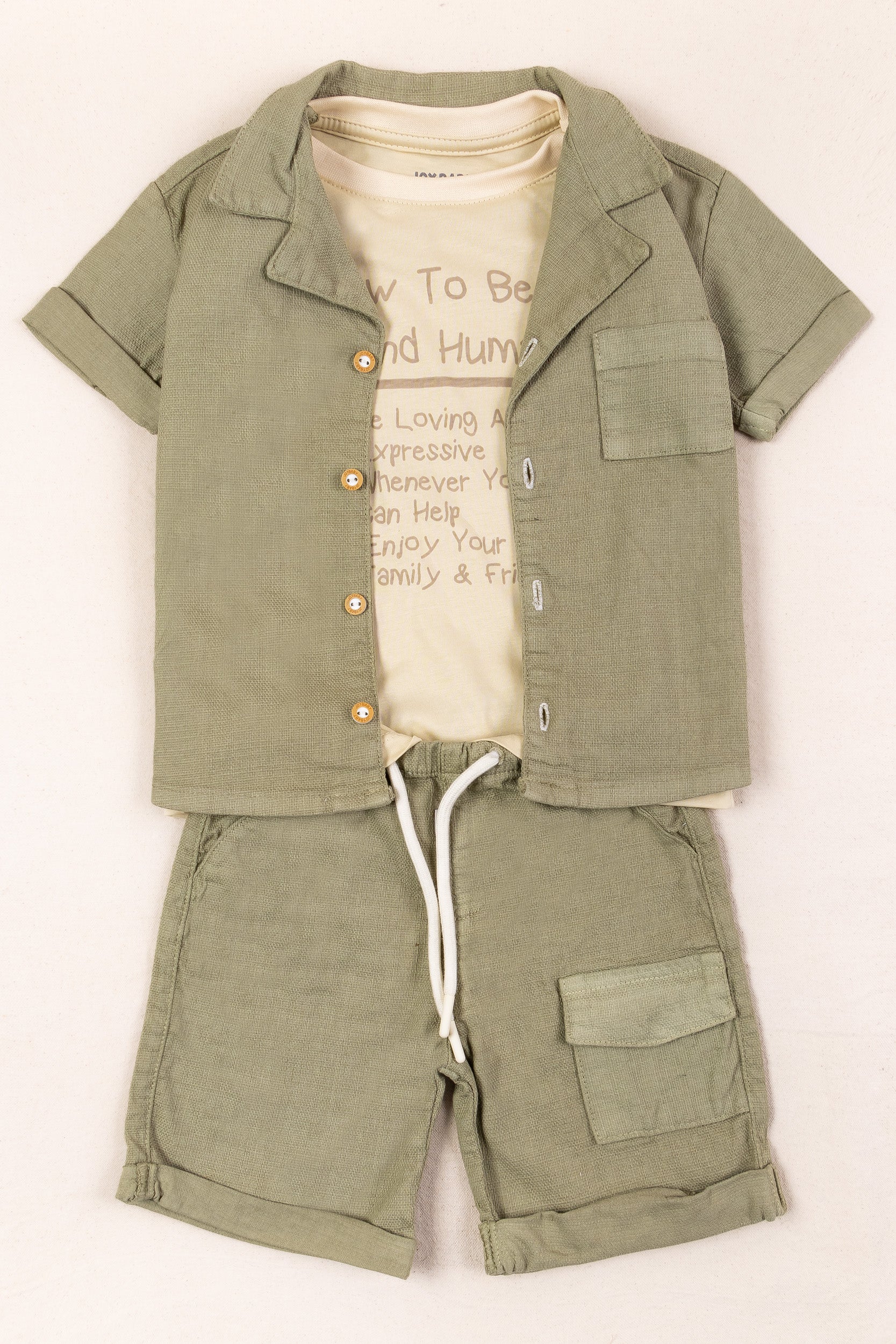 CONJUNTO 3 PRENDAS NIÑO SUMMER MOOD VERDE