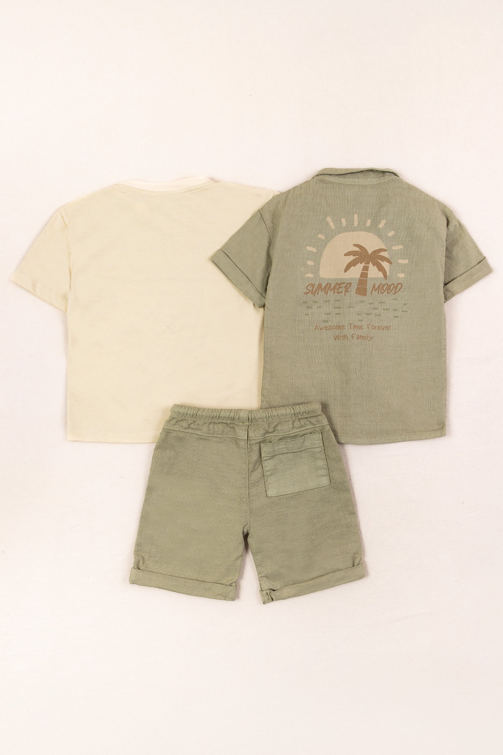 CONJUNTO 3 PRENDAS NIÑO SUMMER MOOD VERDE