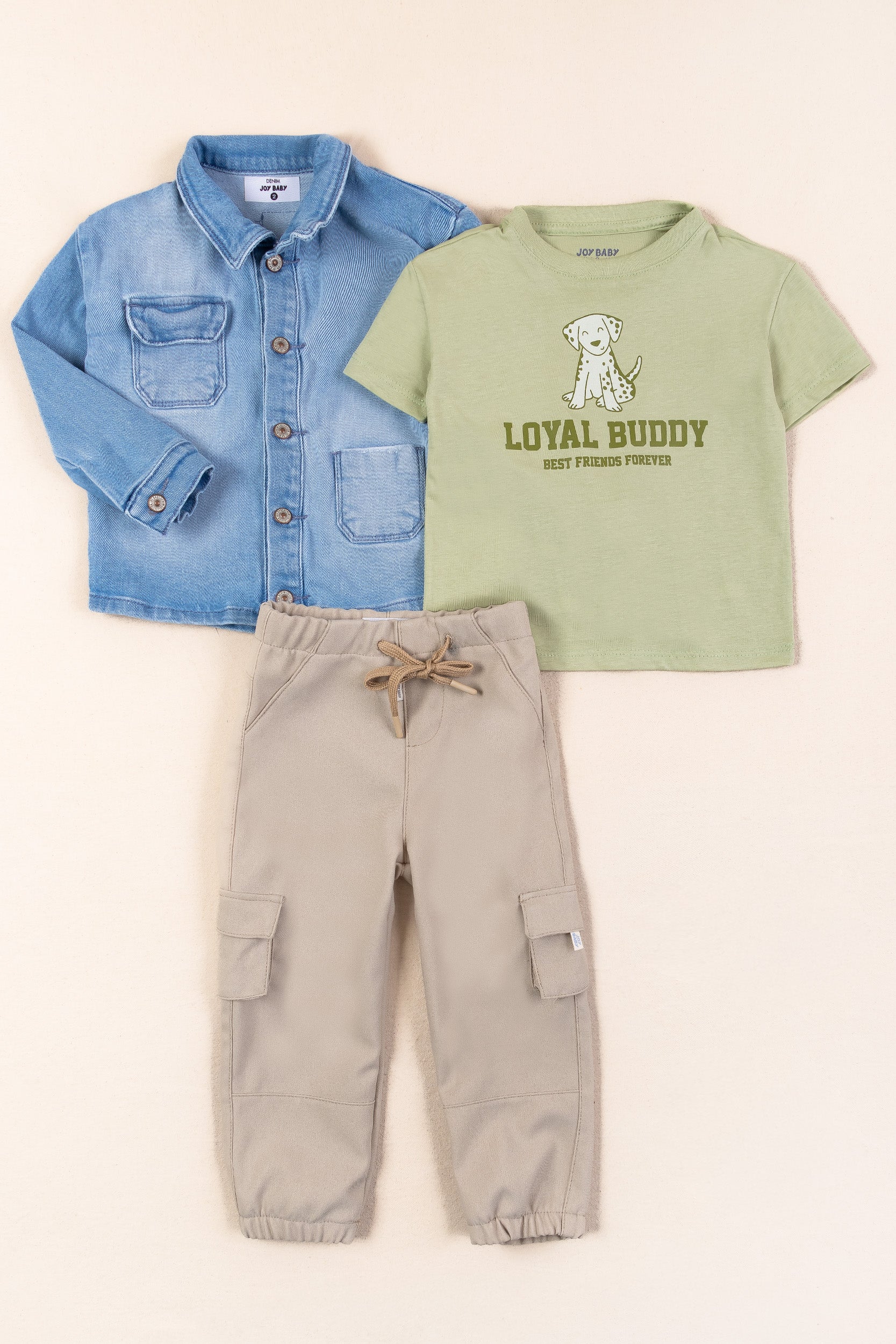 CONJUNTO 3 PRENDAS NIÑO LOYAL BUDY BEIGE