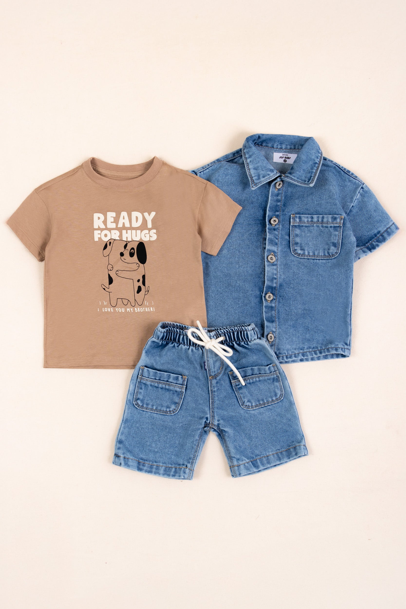 CONJUNTO 3 PRENDAS NIÑO READY FOR HUGS CAFÉ