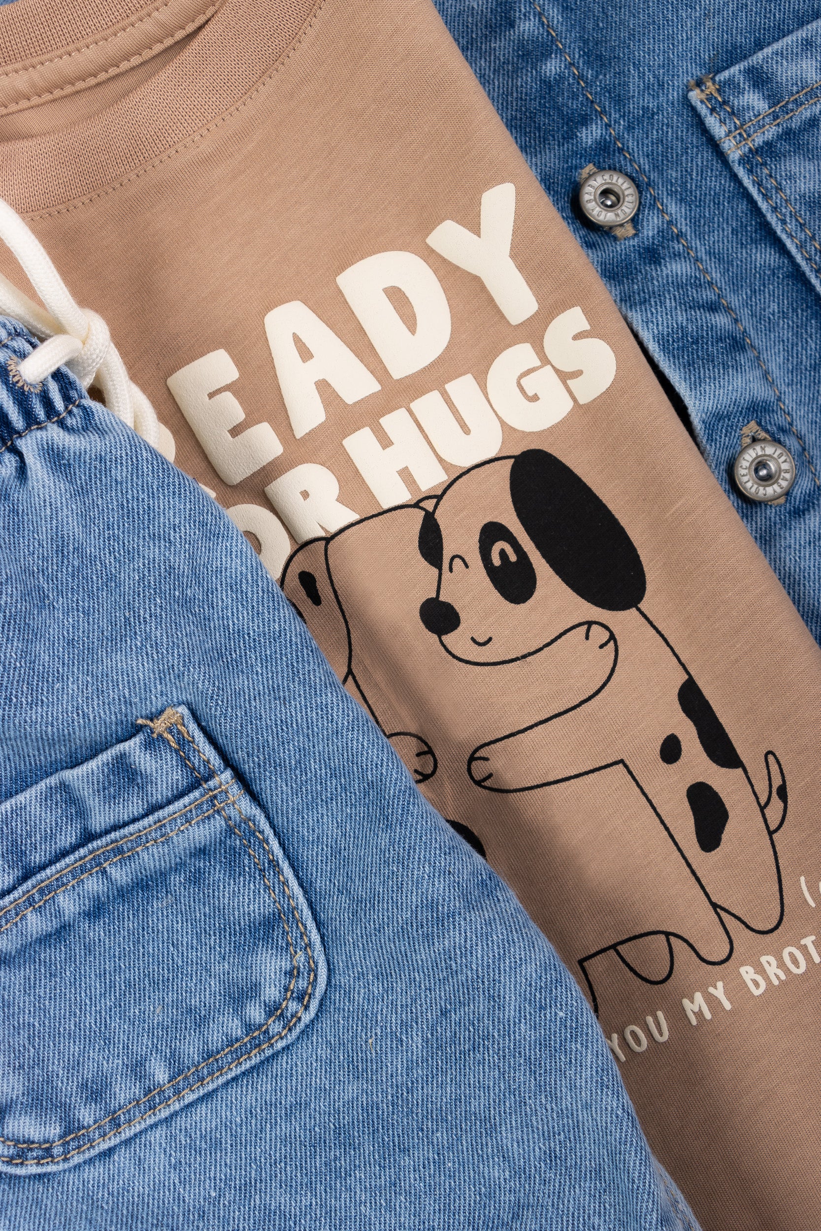 CONJUNTO 3 PRENDAS NIÑO READY FOR HUGS CAFÉ