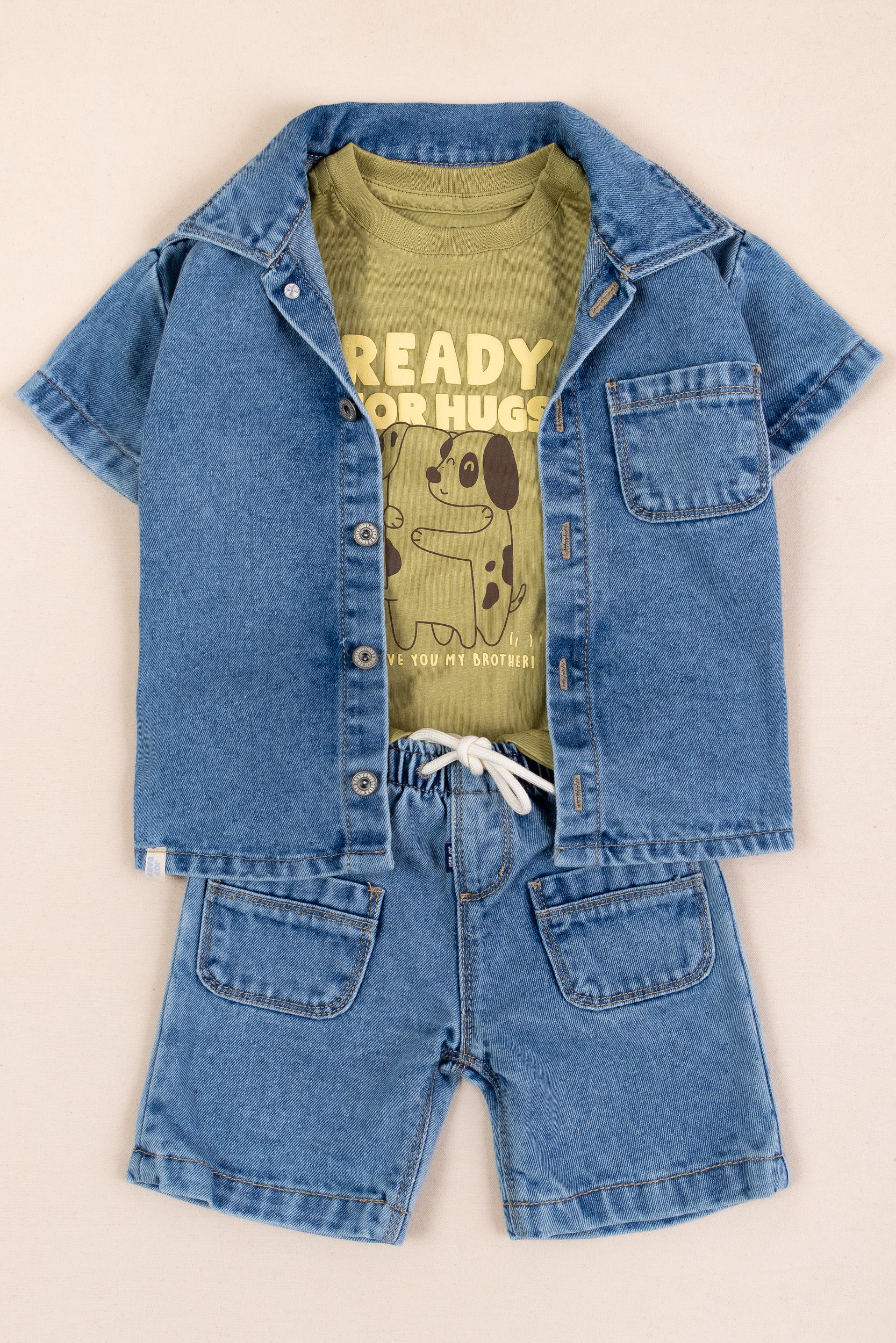 CONJUNTO 3 PRENDAS NIÑO READY FOR HUGS VERDE