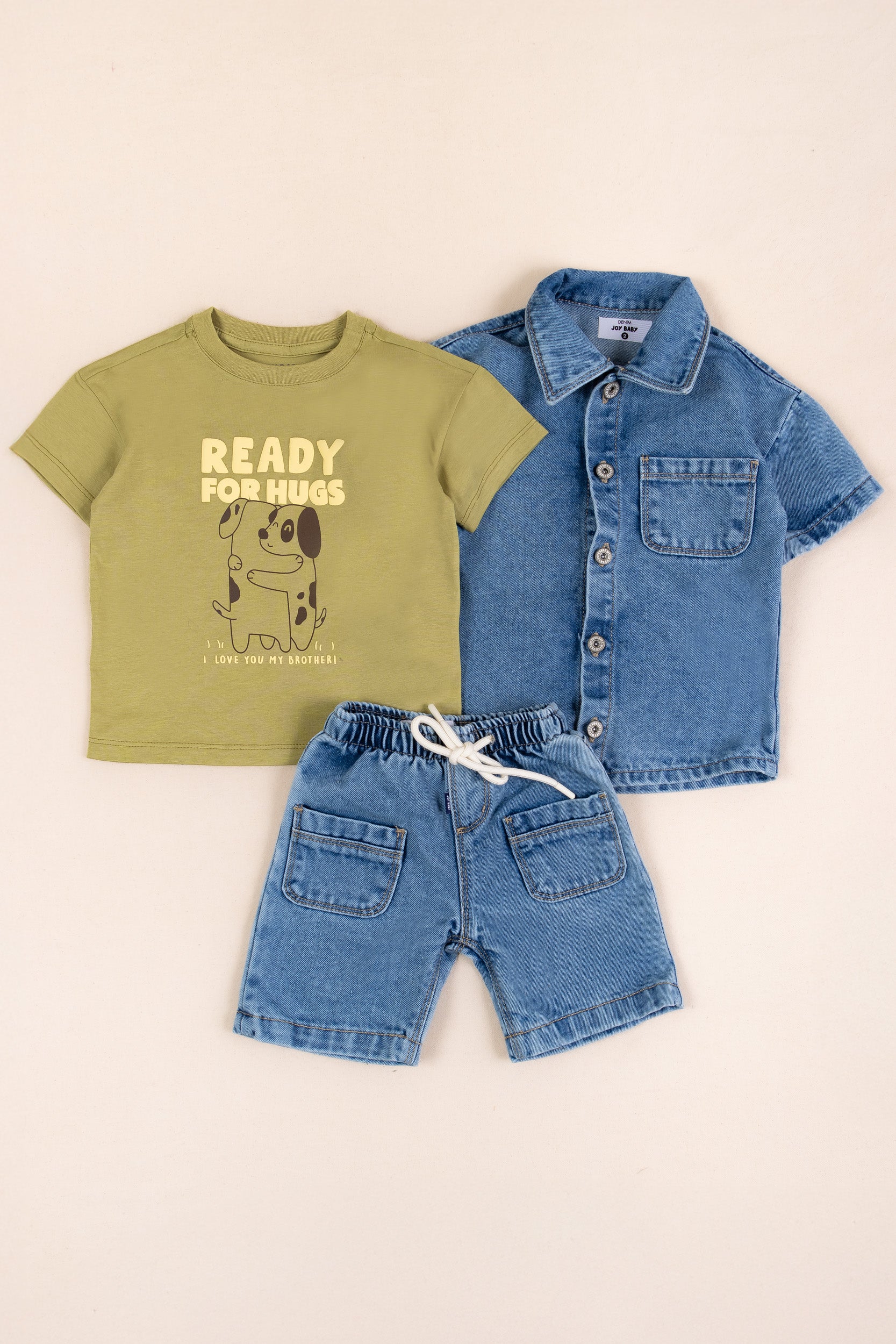 CONJUNTO 3 PRENDAS NIÑO READY FOR HUGS VERDE