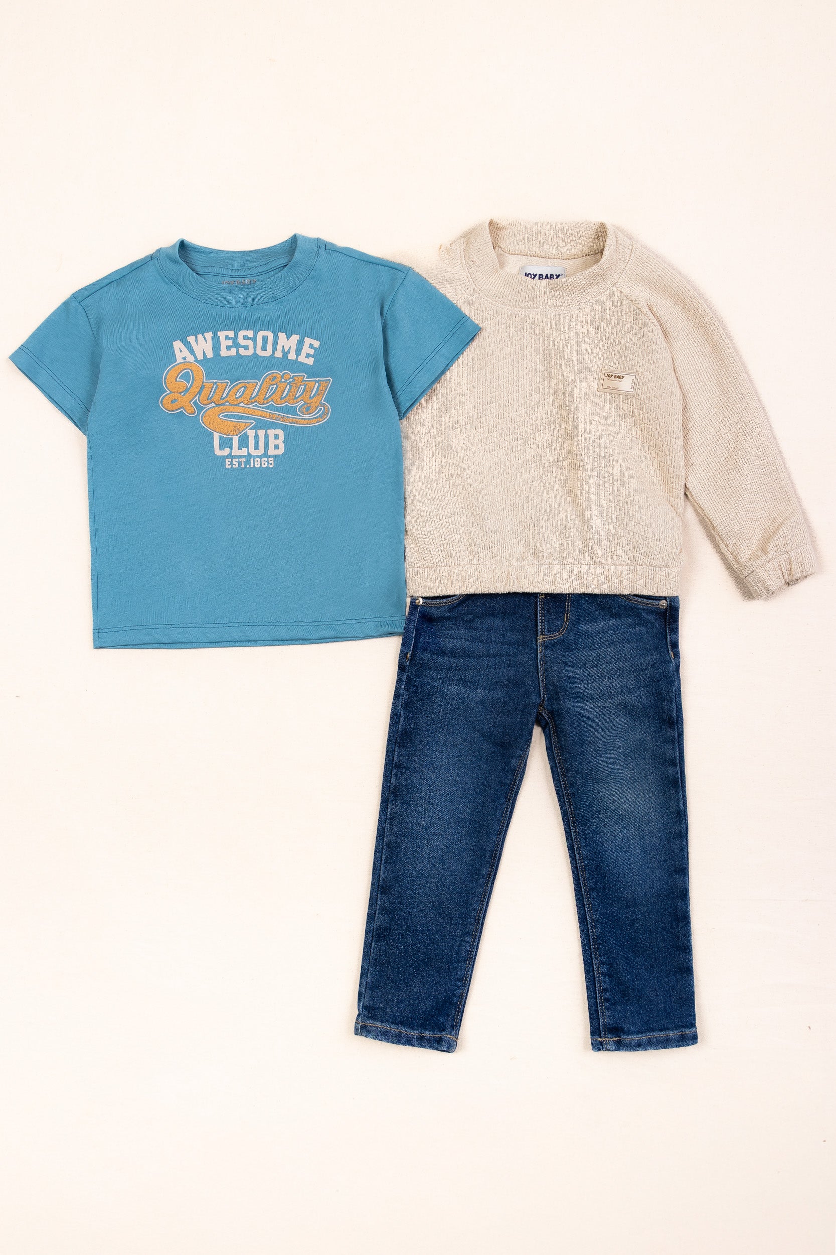CONJUNTO 3 PRENDAS NIÑO QUALITY JUMP BEIGE