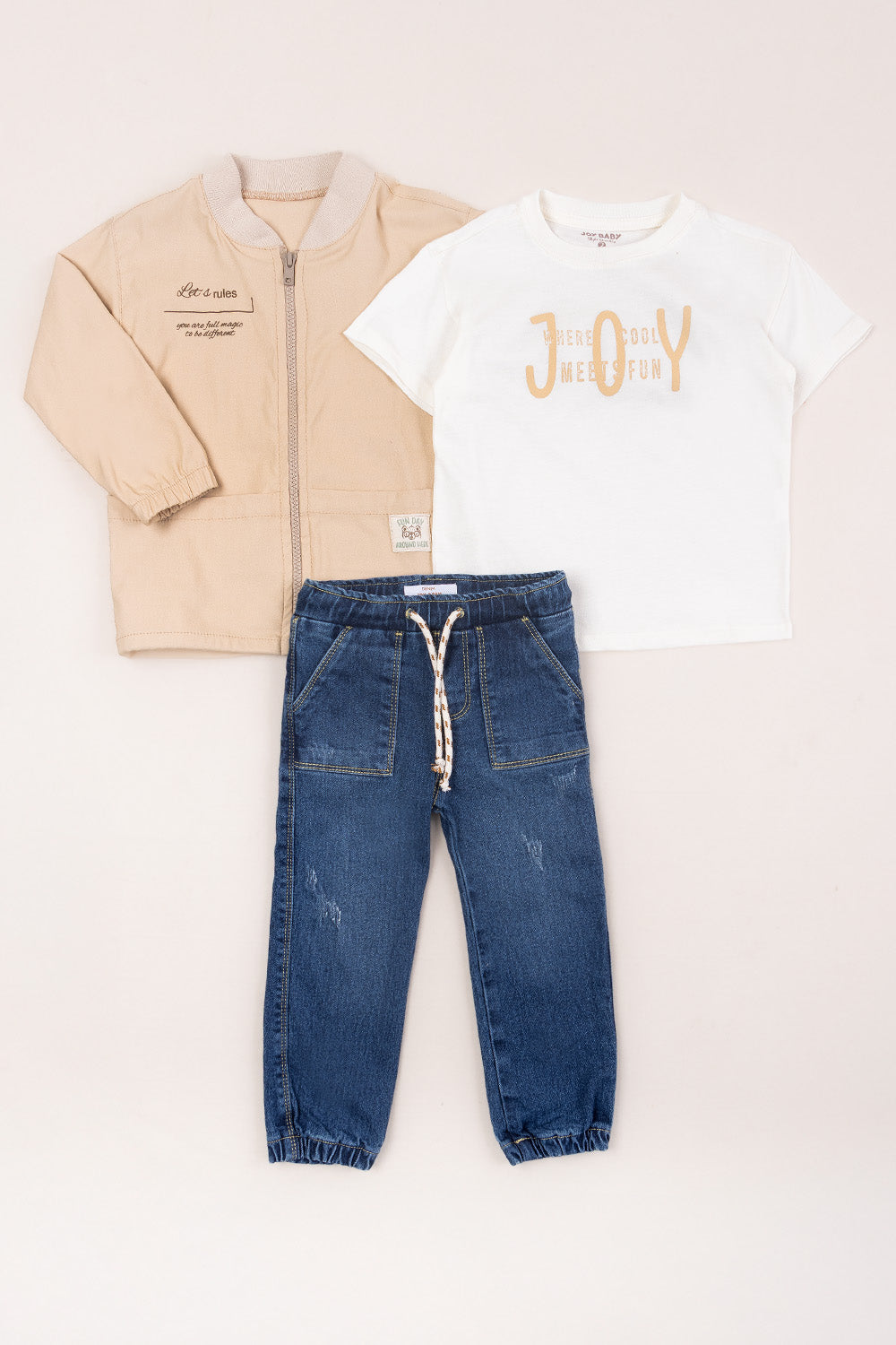 CONJUNTO 3 PRENDAS NIÑO AUTHENTIC BEIGE