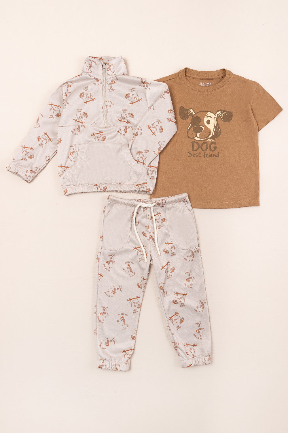 CONJUNTO 3 PRENDAS NIÑO DOGS CAFÉ