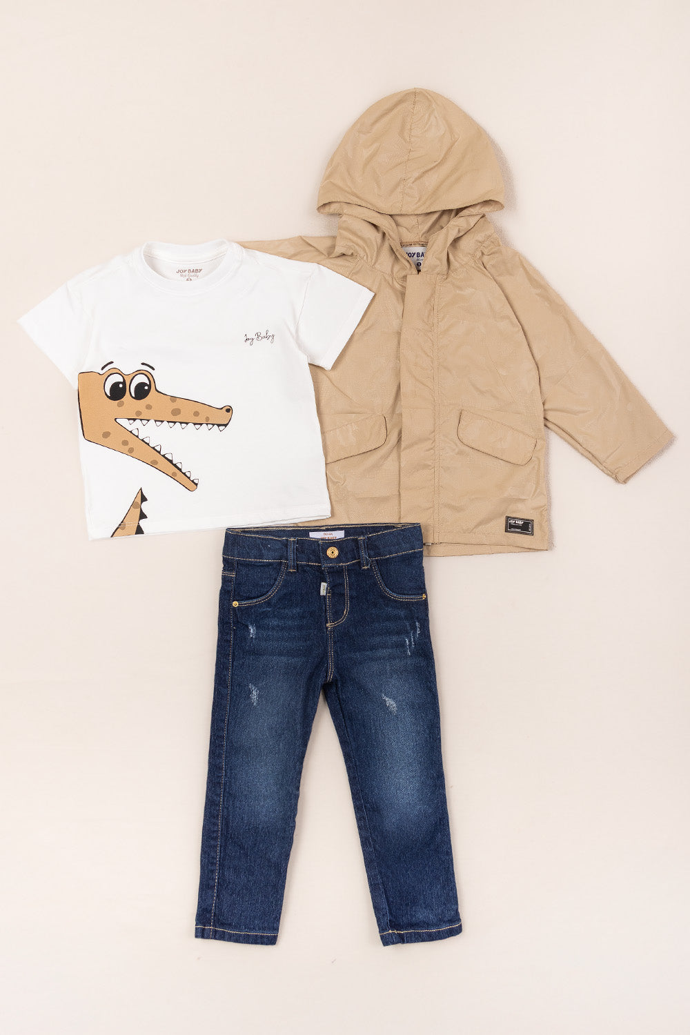 CONJUNTO 3 PRENDAS NIÑO CROCODILE BEIGE