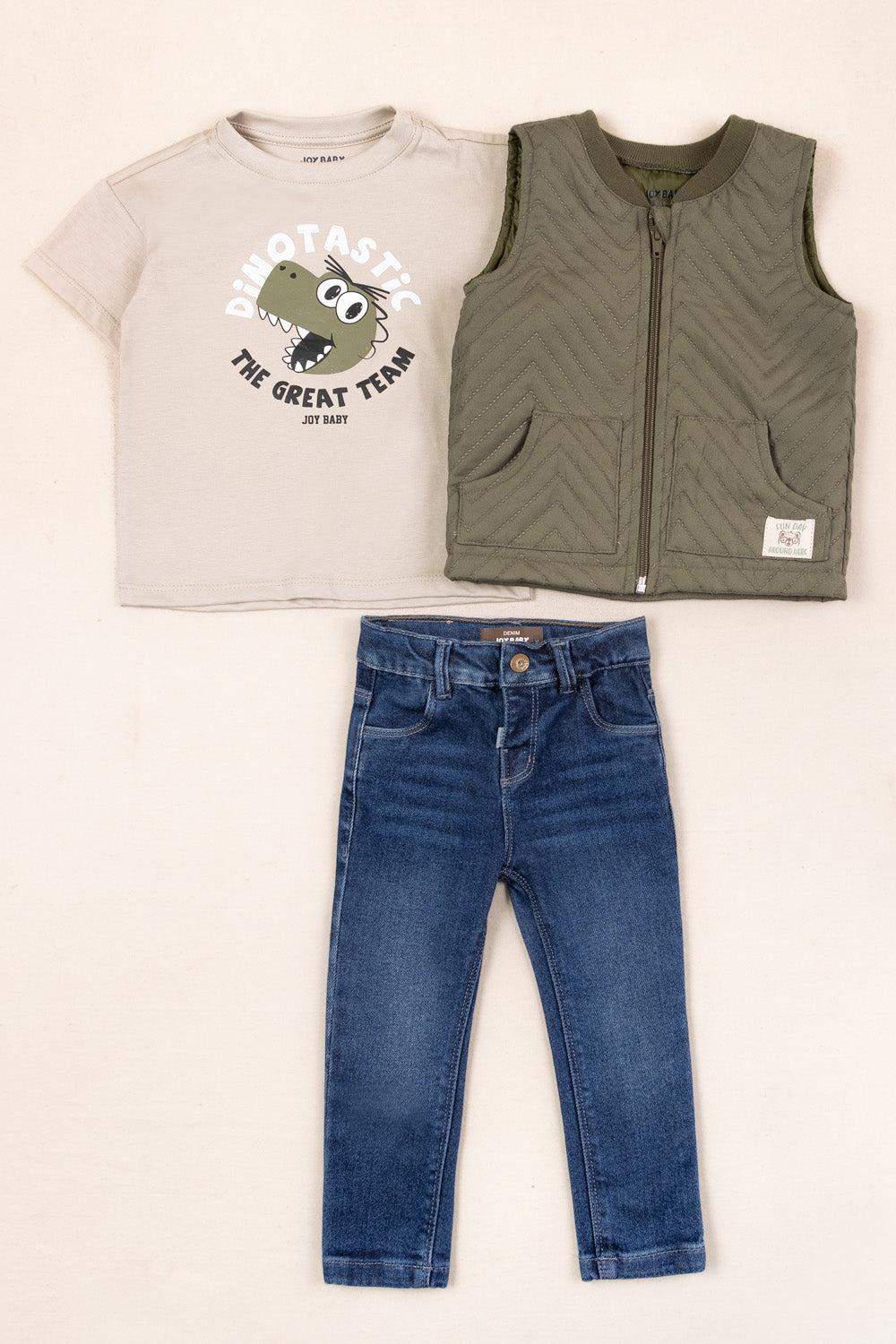 CONJUNTO 3 PRENDAS NIÑO DINOTASTIC VERDE