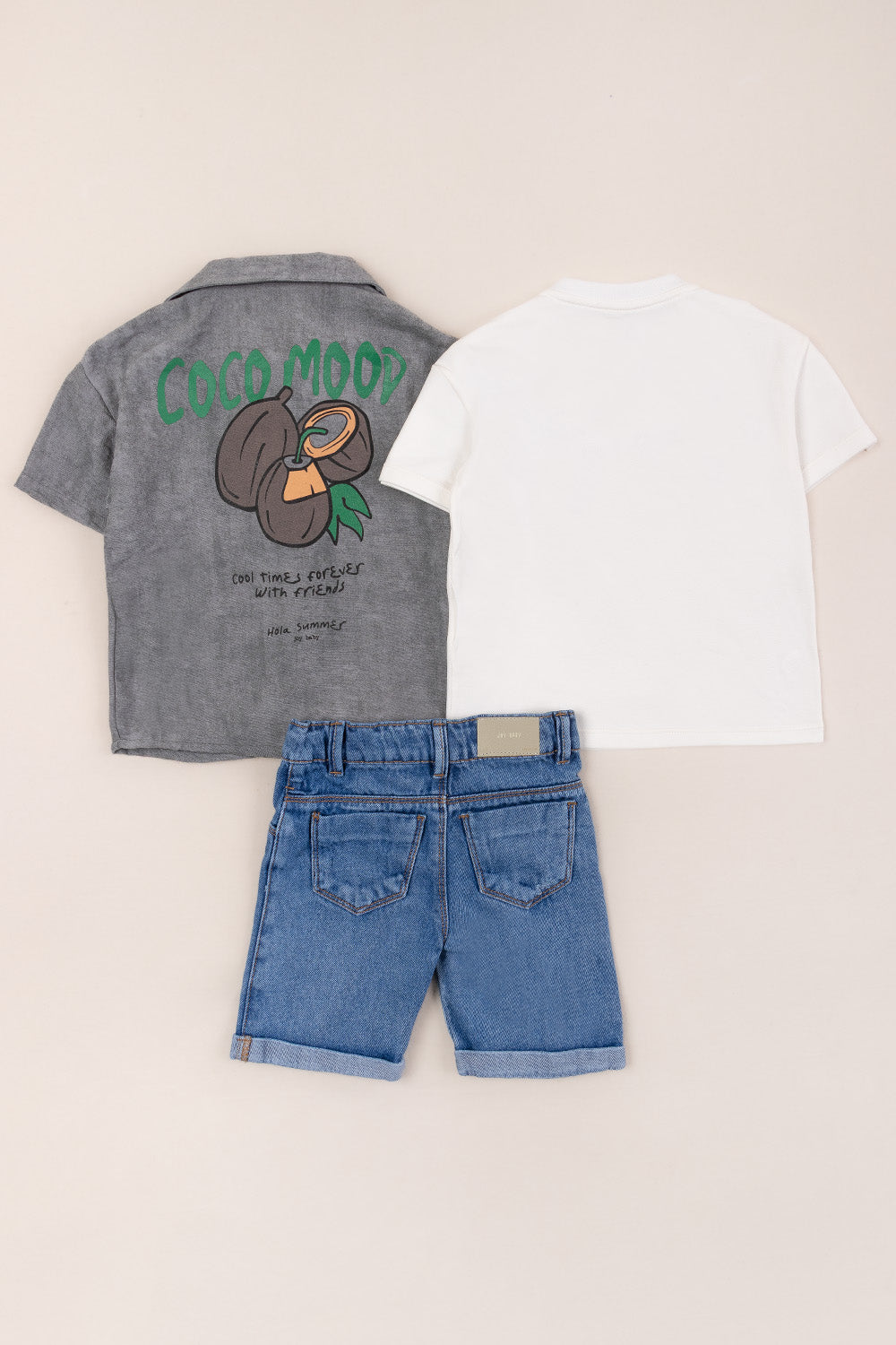 CONJUNTO 3 PRENDAS NIÑO COCO GRIS