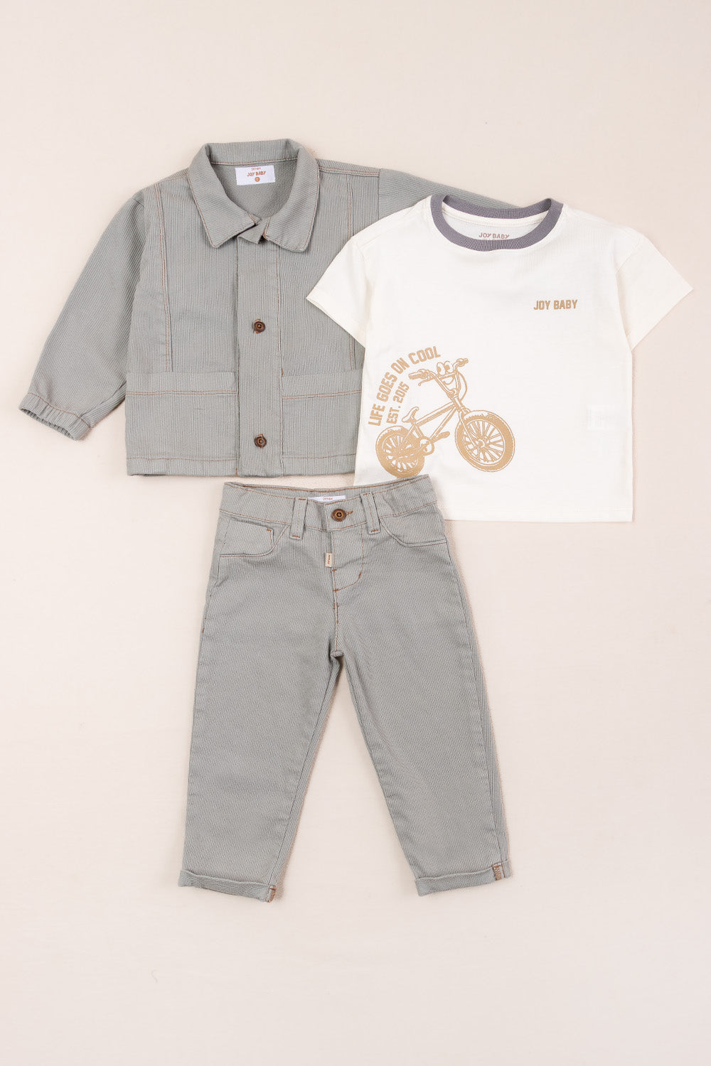 CONJUNTO 3 PRENDAS NIÑO BICYCLE GRIS