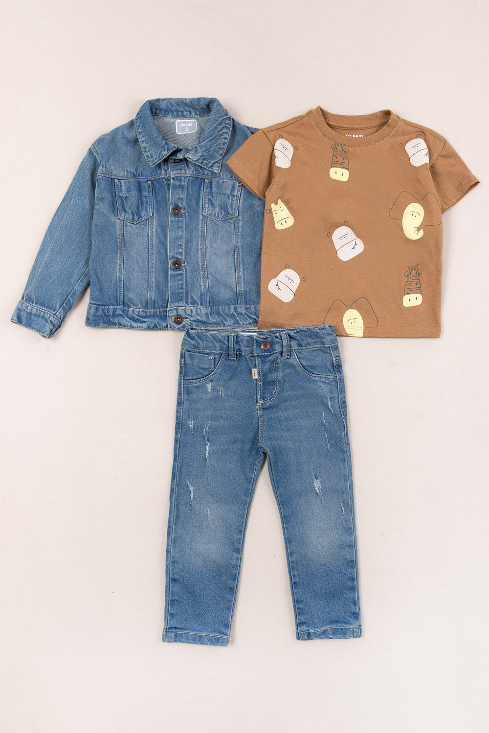 CONJUNTO 3 PRENDAS NIÑO ANIMALS CAMEL