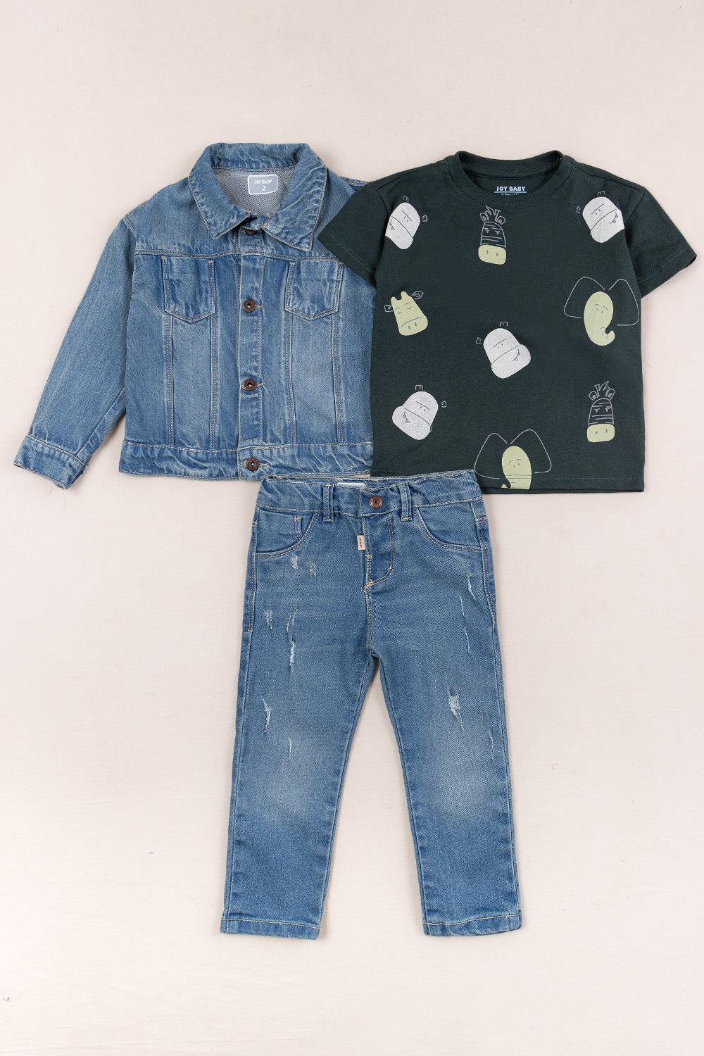 CONJUNTO 3 PRENDAS NIÑO ANIMALS VERDE