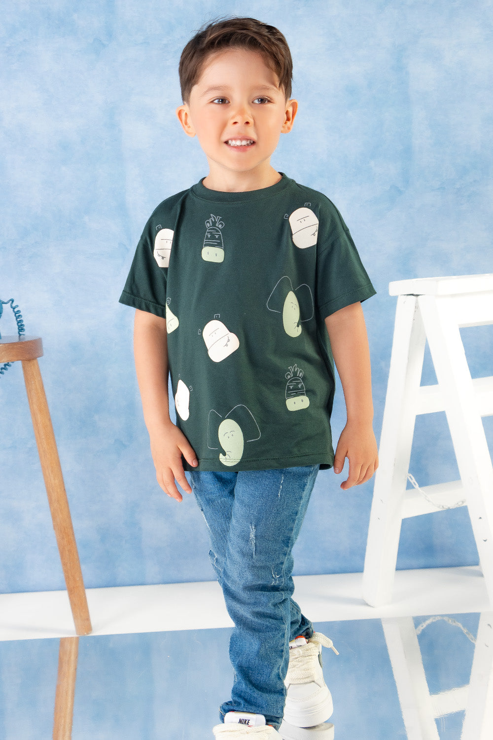 CONJUNTO 3 PRENDAS NIÑO ANIMALS VERDE