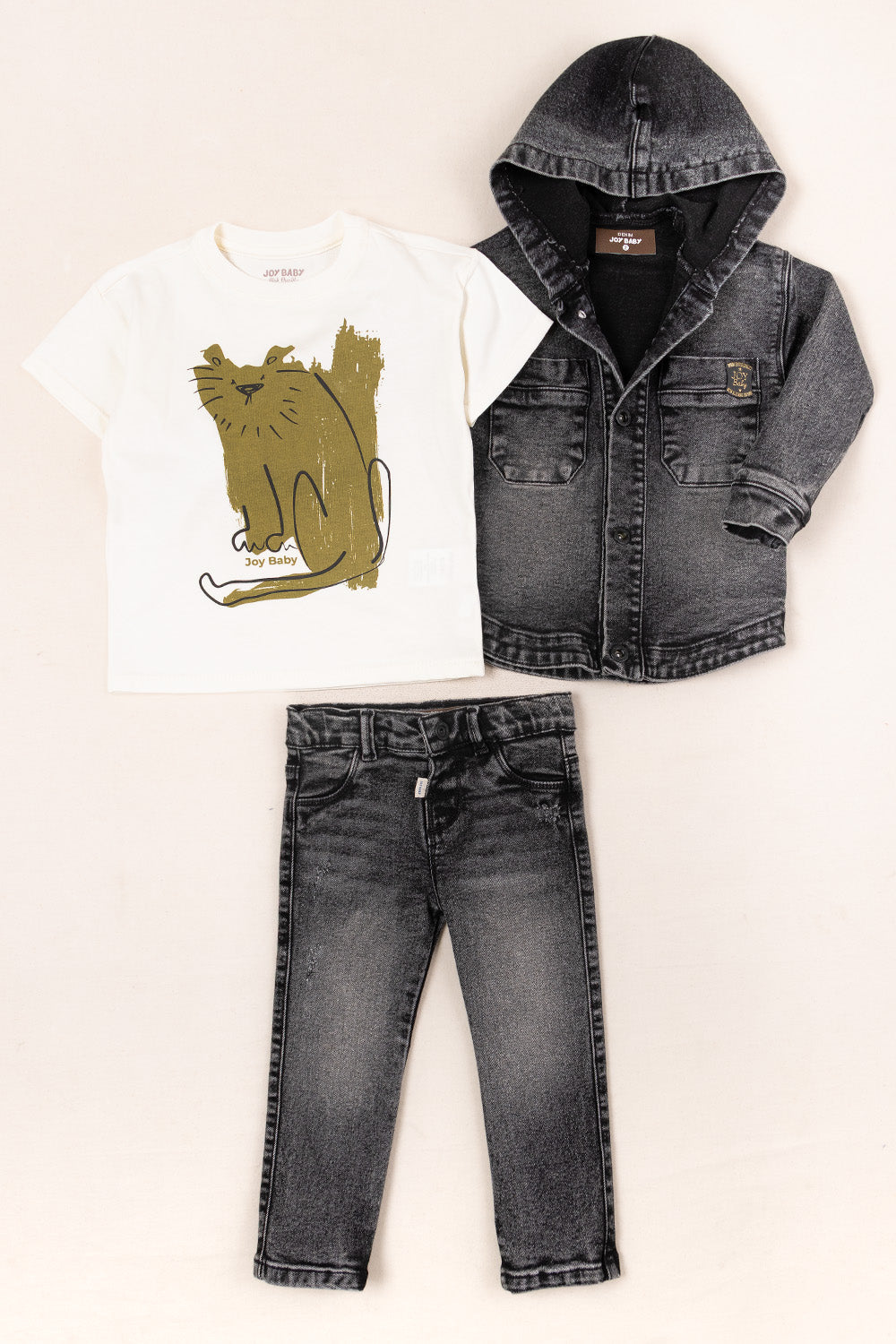 CONJUNTO 3 PRENDAS NIÑO LION BLANCO