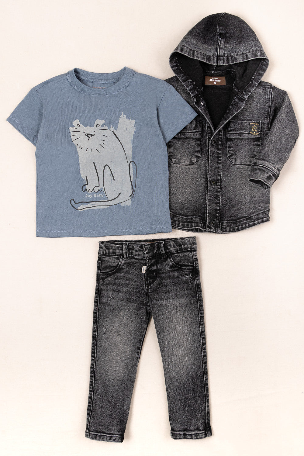 CONJUNTO 3 PRENDAS NIÑO LION AZUL