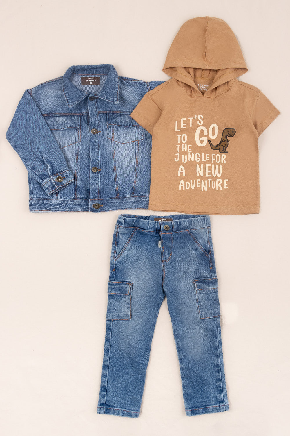 CONJUNTO 3 PRENDAS NIÑO ADVENTURE NARANJADO