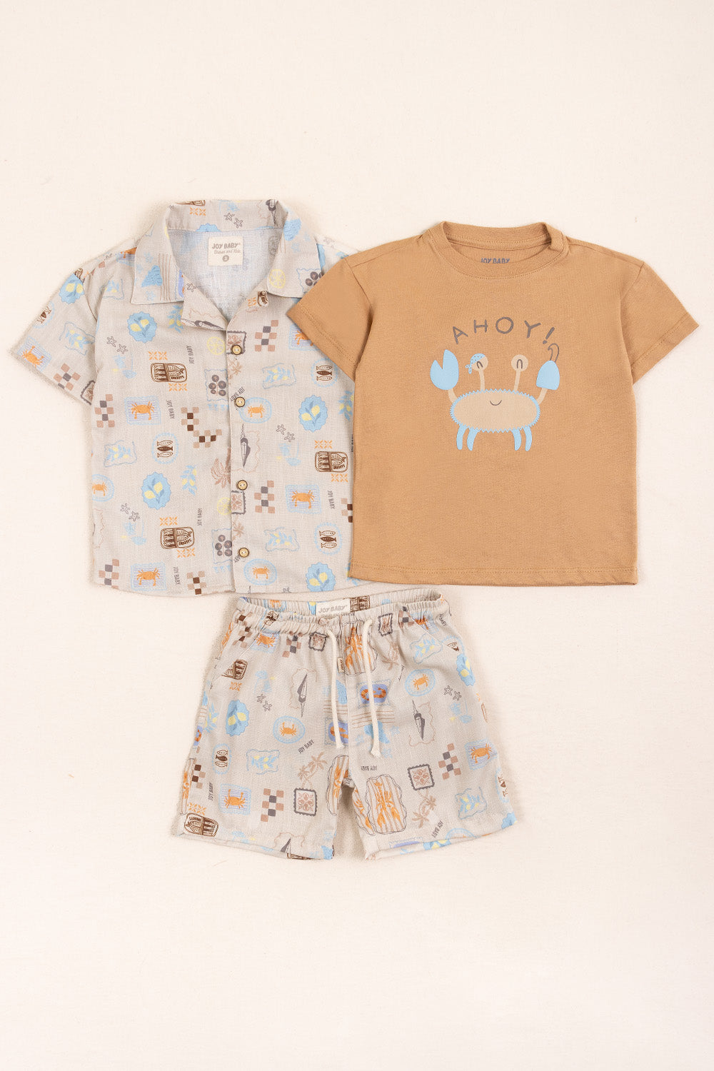 CONJUNTO 3 PRENDAS NIÑO CRAB CAFÉ