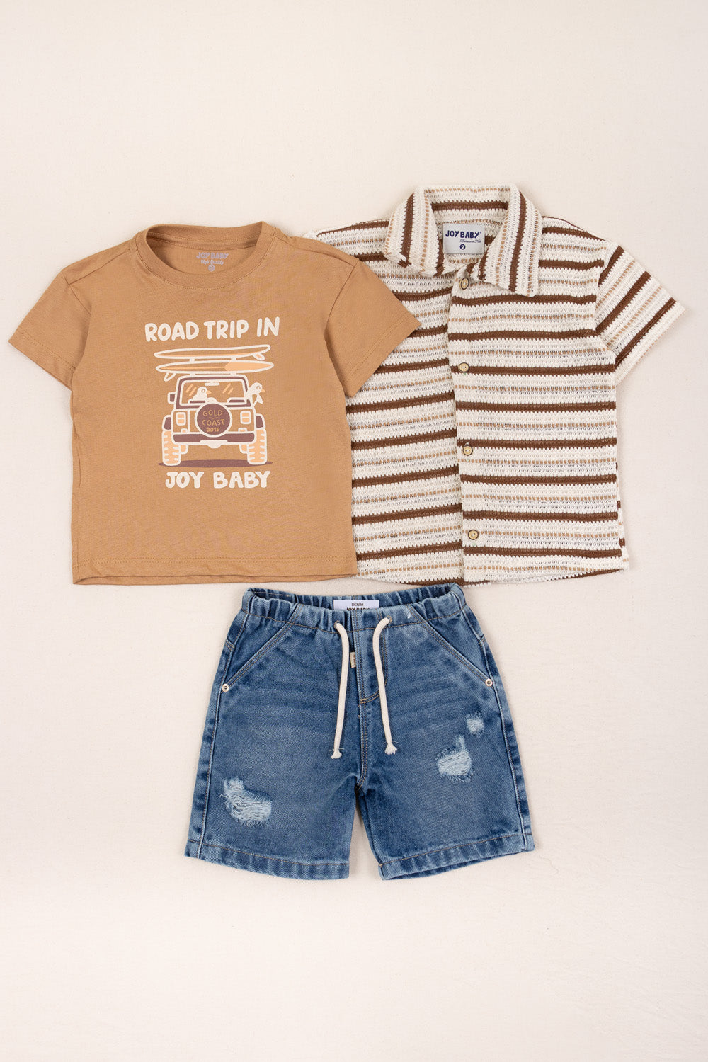 CONJUNTO 3 PRENDAS NIÑO ROAD TRIP CAFÉ