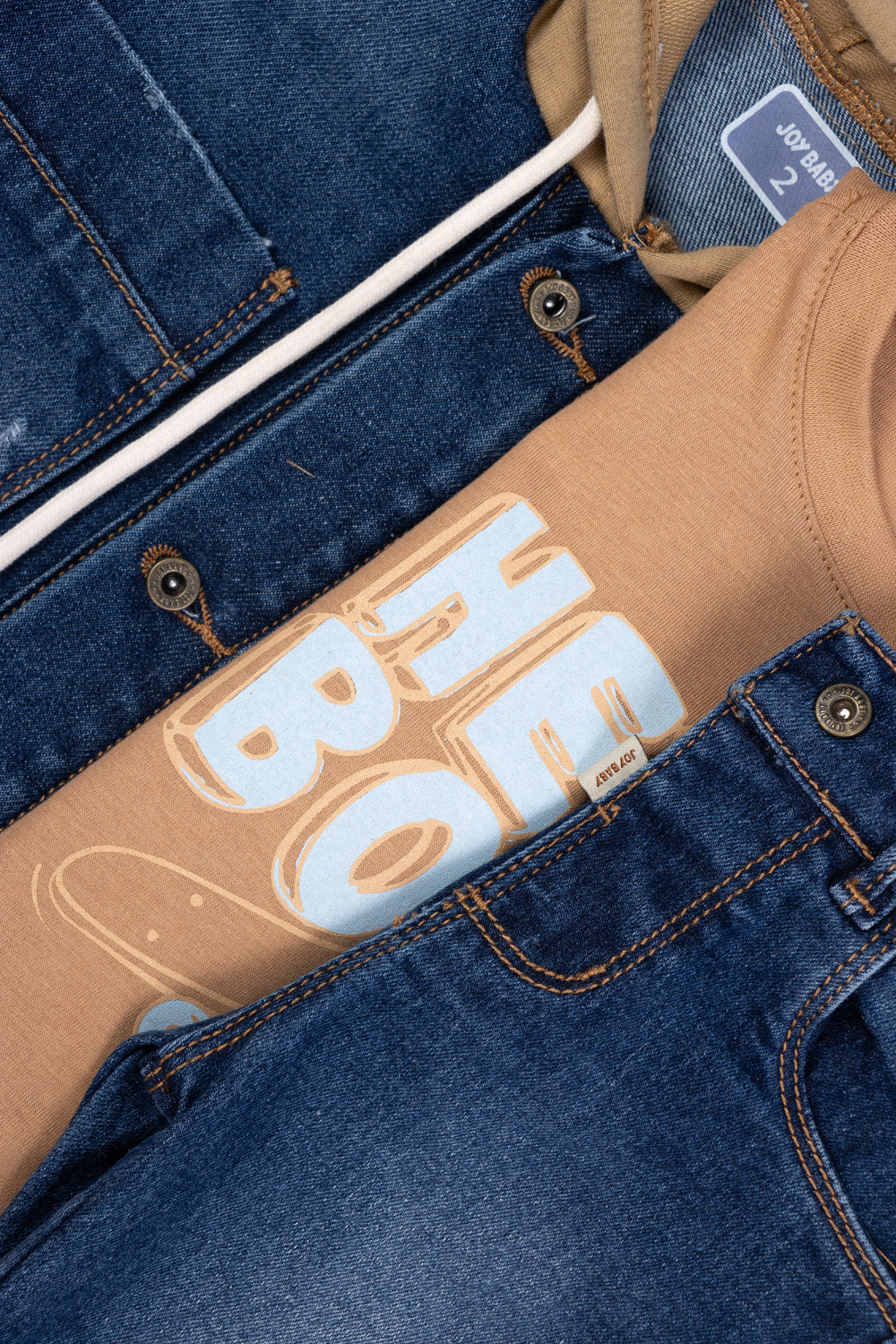 CONJUNTO 3 PRENDAS NIÑO HEY BOY CAFÉ